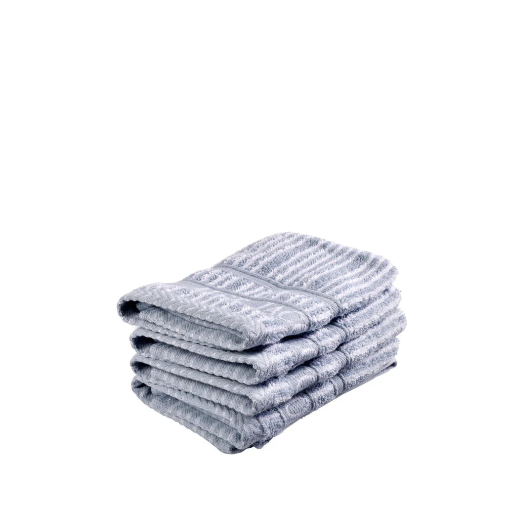 Waschlappen 4 Stück 30×30 cm – Staubblau gestreift